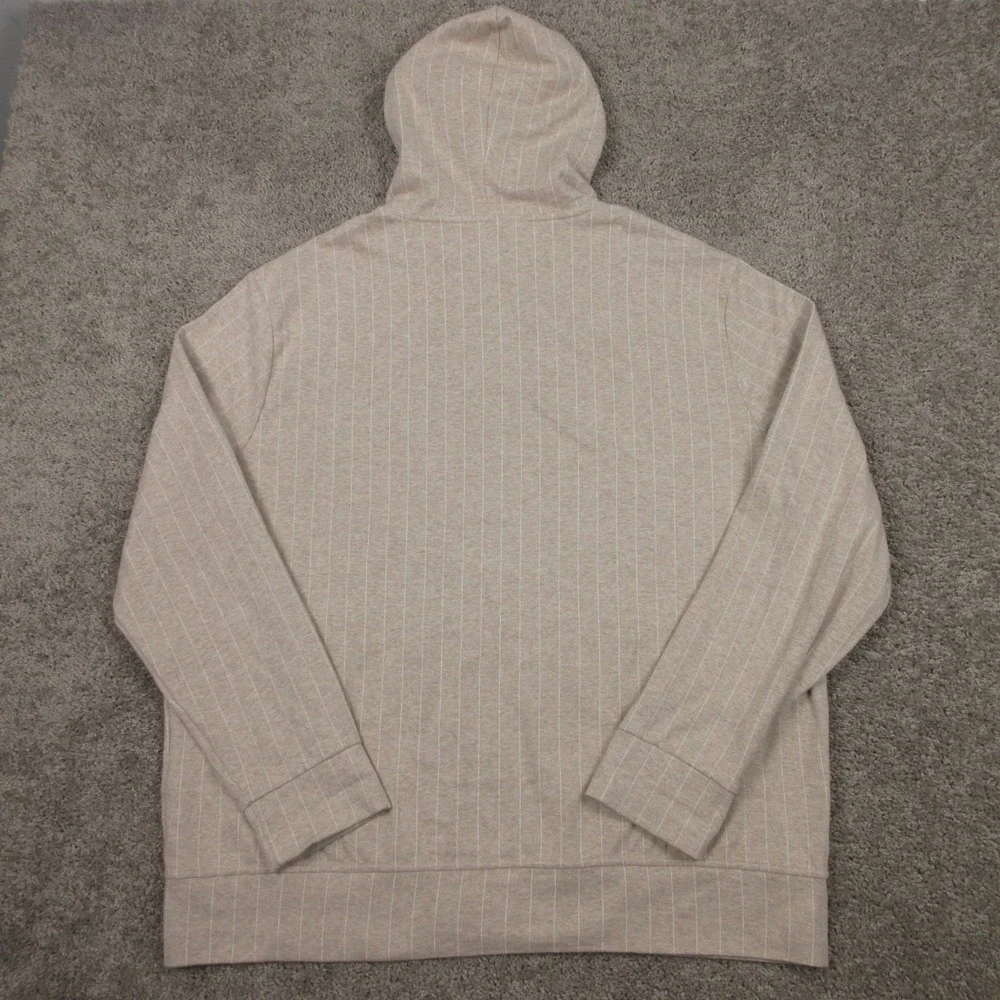 Polo Ralph‎ Lauren Sweater Mens 2XL Beige Pinstripe Full Zip Hoodie Sweatshirt